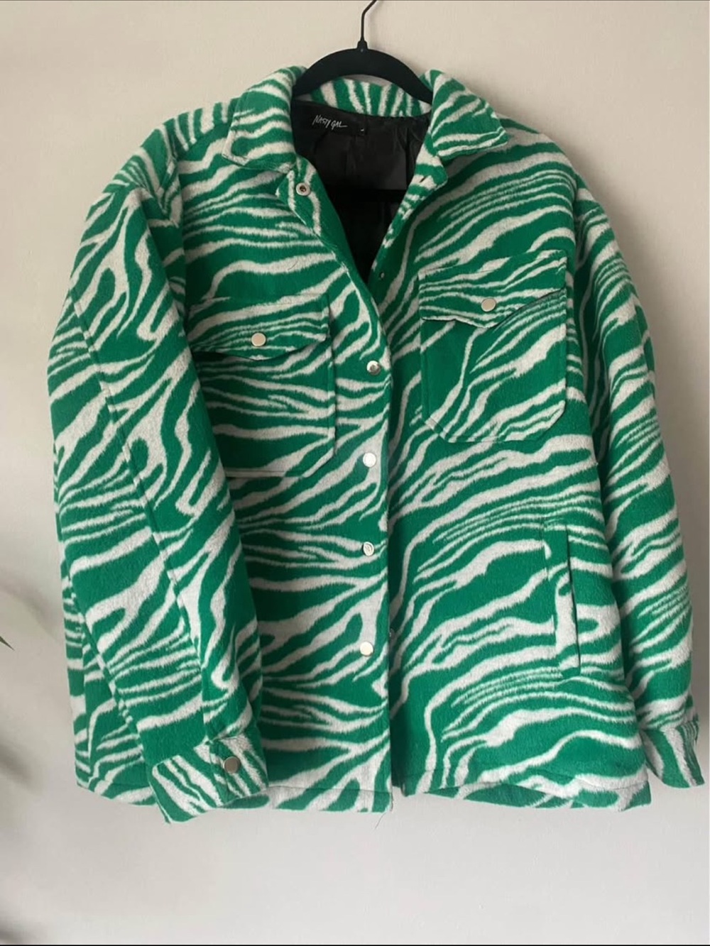 Nasty Gal Green Zebra Print Jacket - Women’s Coated Shacket